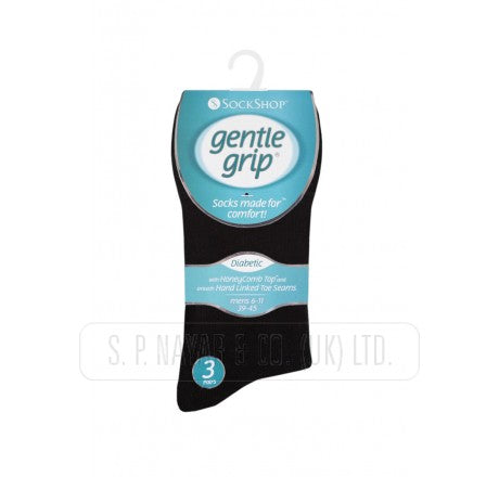 Ladies Gentle Grip 3 Pair Pack Non Elastic Black Socks SOLRG67G3BLK
