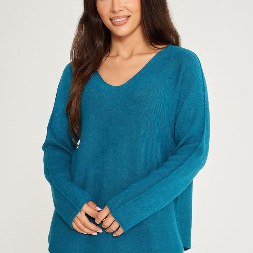 Sugar Babe Soft Knit V Neck Seam Sleeve Jumper One size 8-16